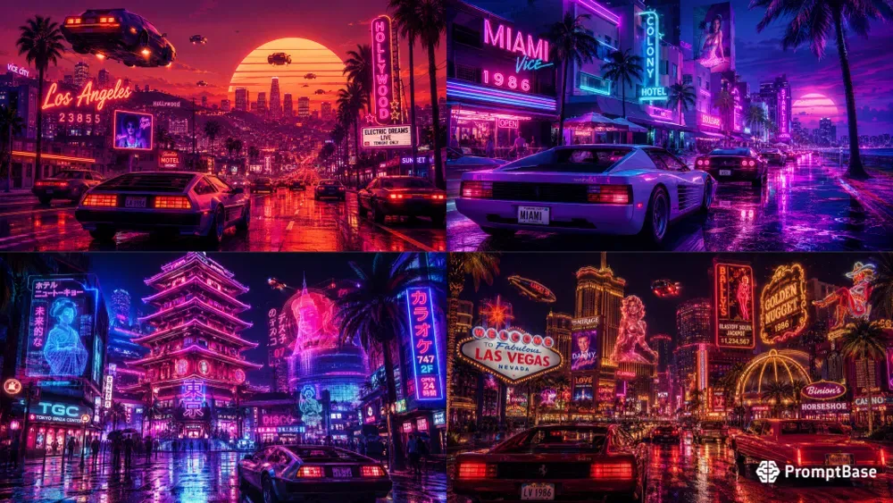 Retrofuturistic Neon City Generator