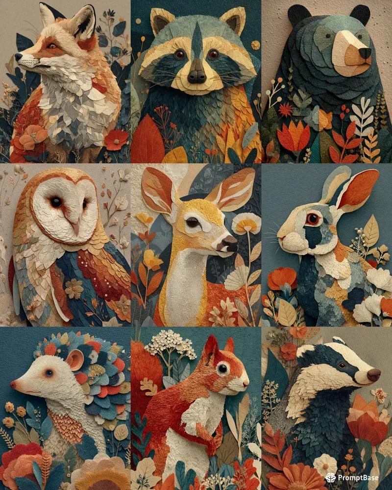Woodland Animal Fall Portrait Collages