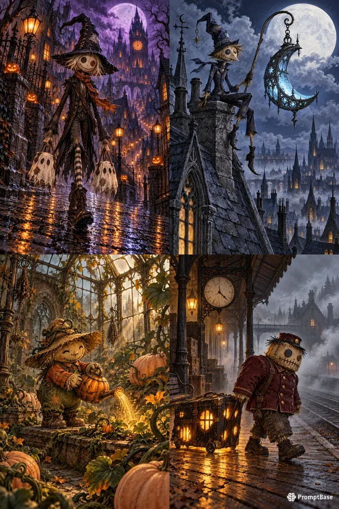 Whimsical Gothic Scarecrow Adventures