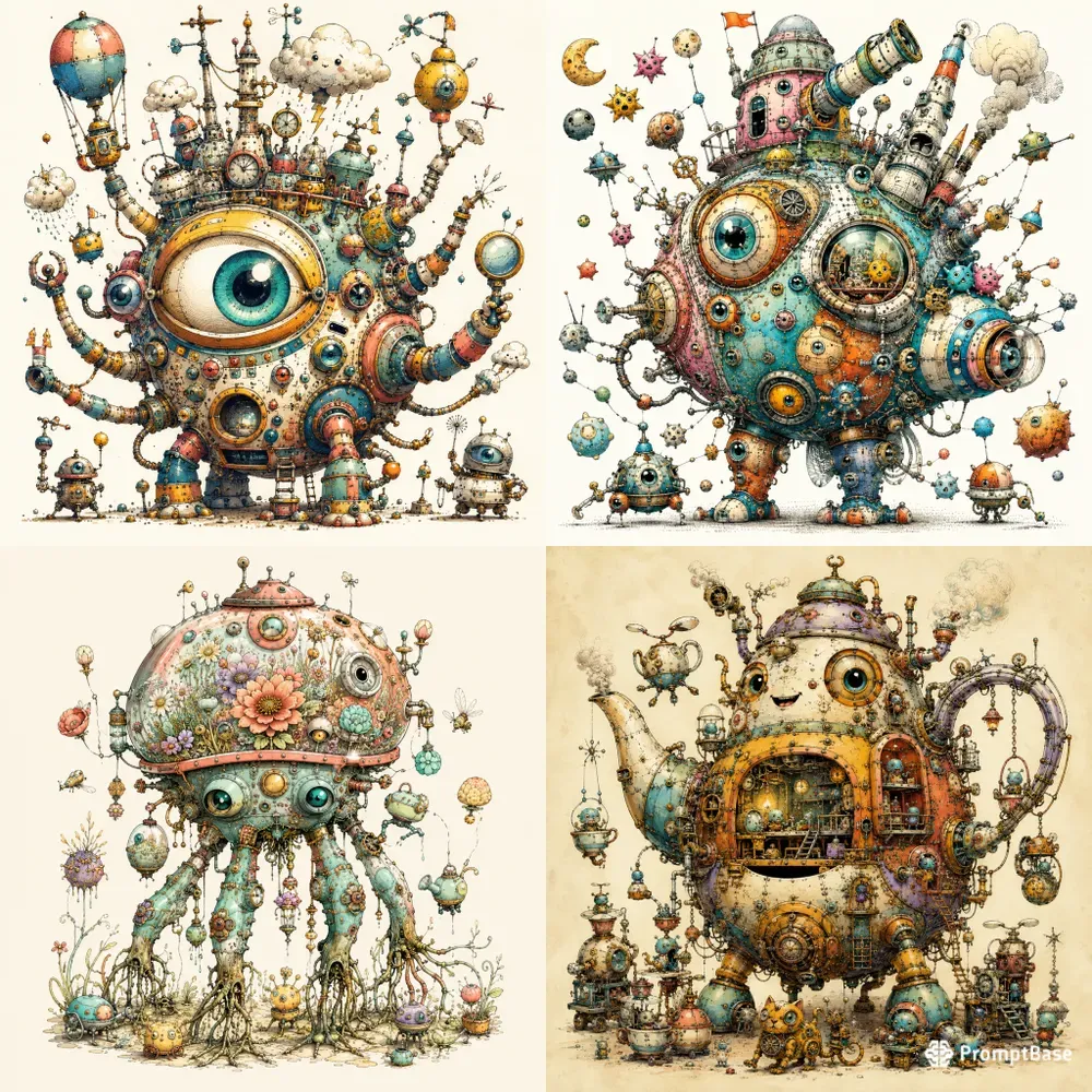 Whimsical Alien Machine Worlds