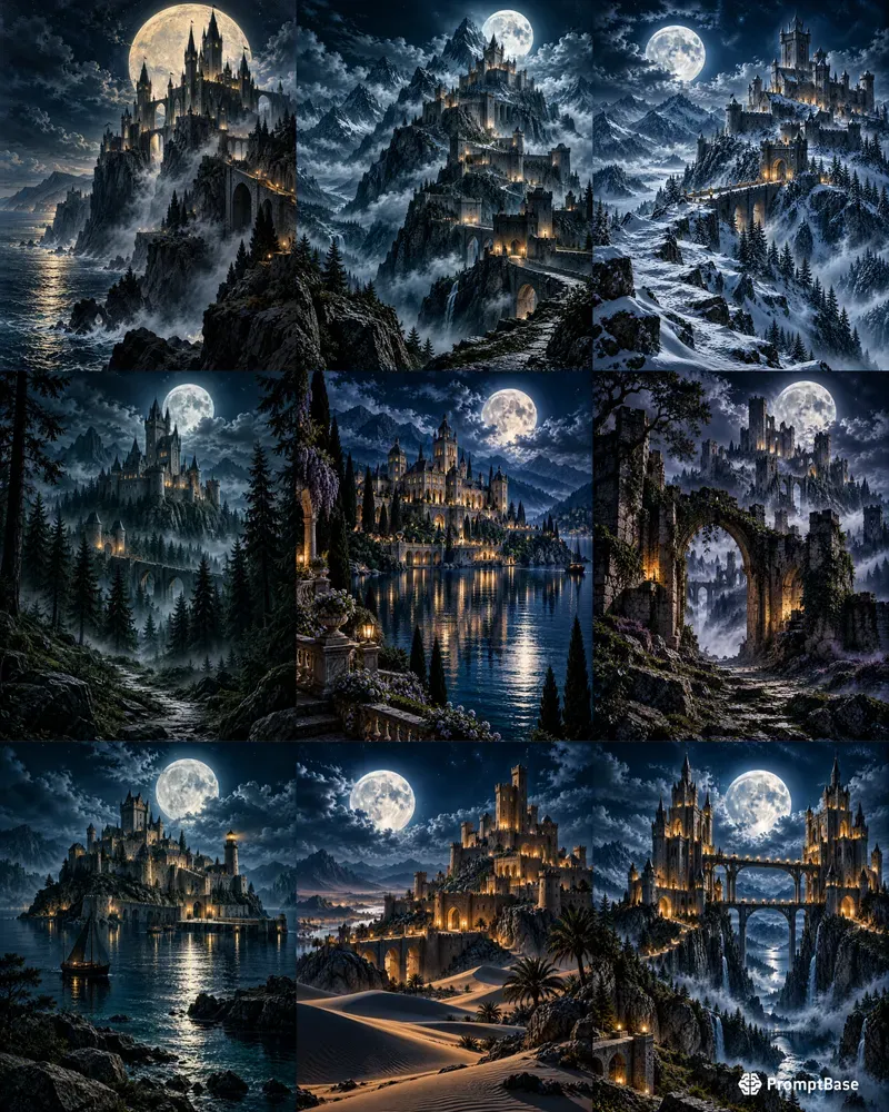 Moonlit Castle Posters