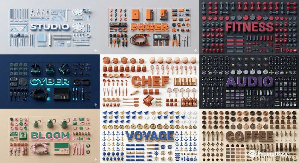 3D Isometric Knolling Brand Identities