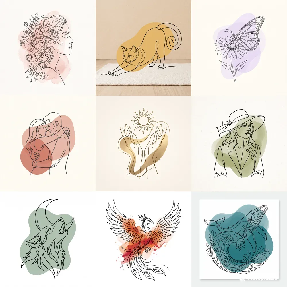 Minimalist Continuous Line Art Designs