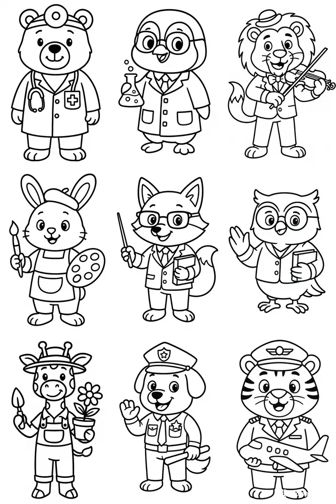 Animal Job Coloring Pages