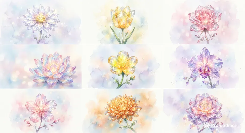 Closeup Crystal Floral Petals