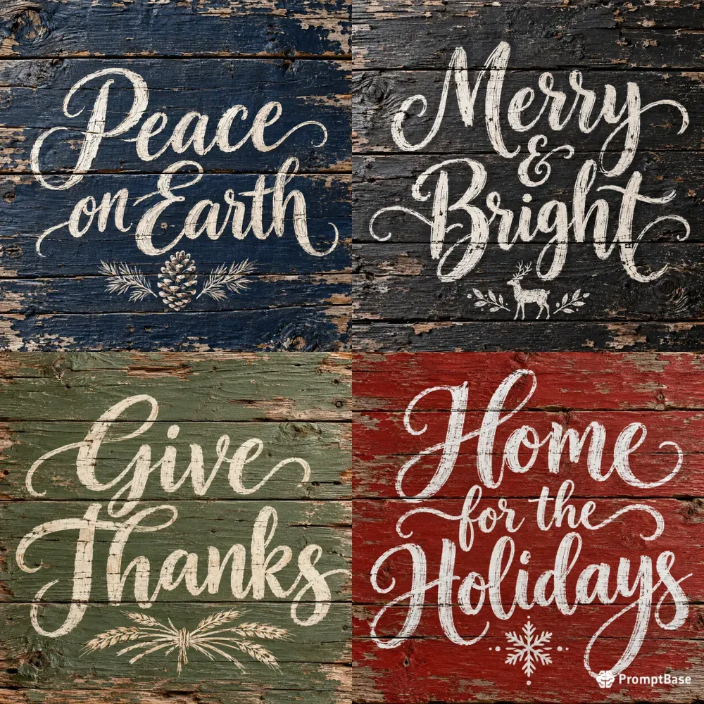 Rustic Farmhouse Holiday Sign Mockup Art
