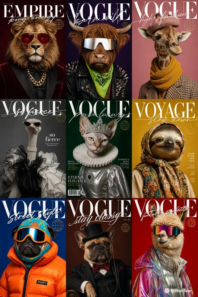 High Fashion Animal Magazine Covers
