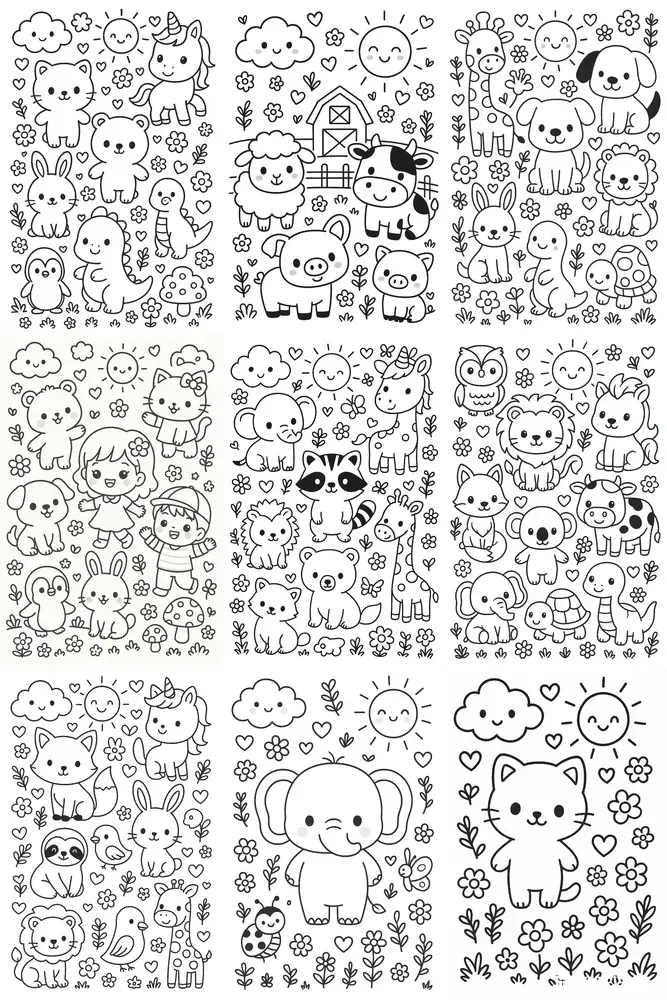 Kawaii Coloring Book Promptcute Animals
