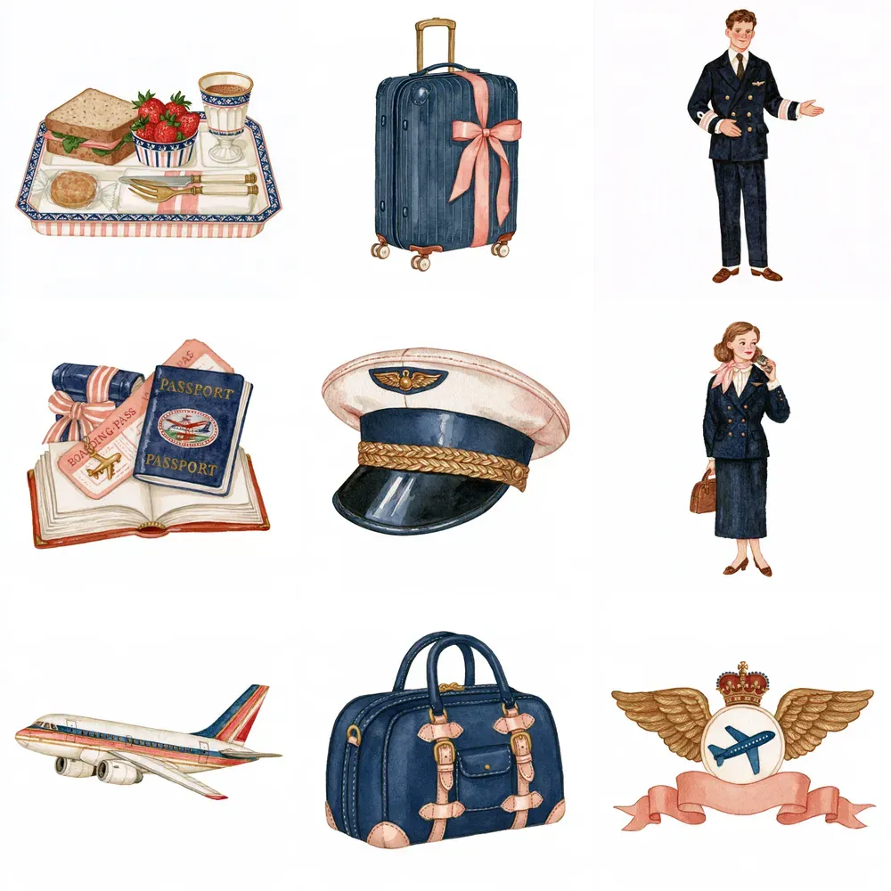 Vintage Airline Storybook Cliparts