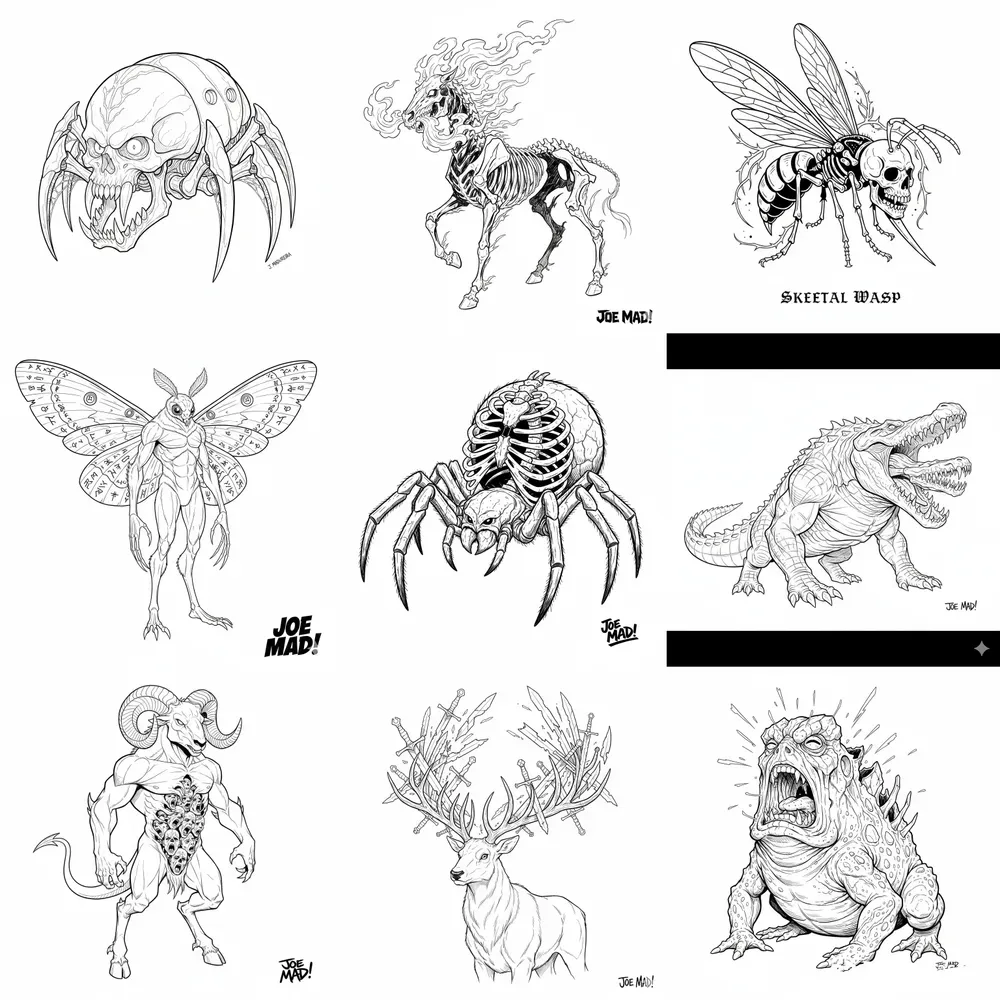 Black And White Line Art Illustrations