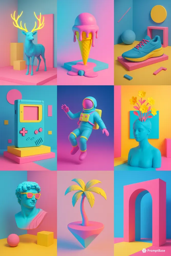 Neon Pop Surrealism 3D