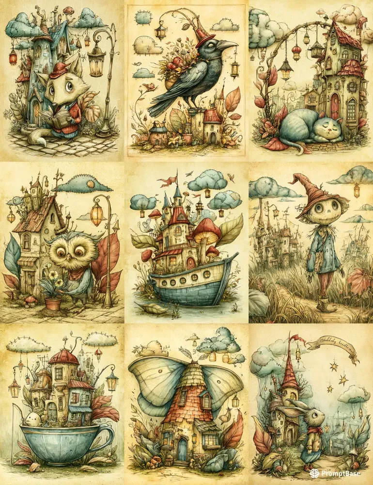 Strange Storybook Creature Scenes