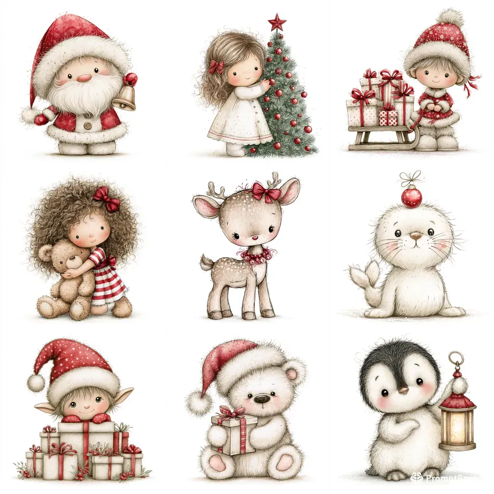 Cute Christmas Character Clipart Tshirts