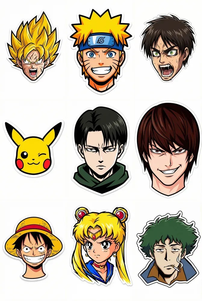Minimalist Vector Anime Stickers