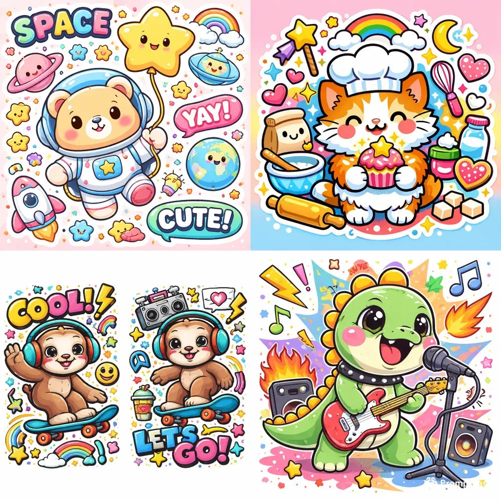 Cute Sticker Cartoon Characters