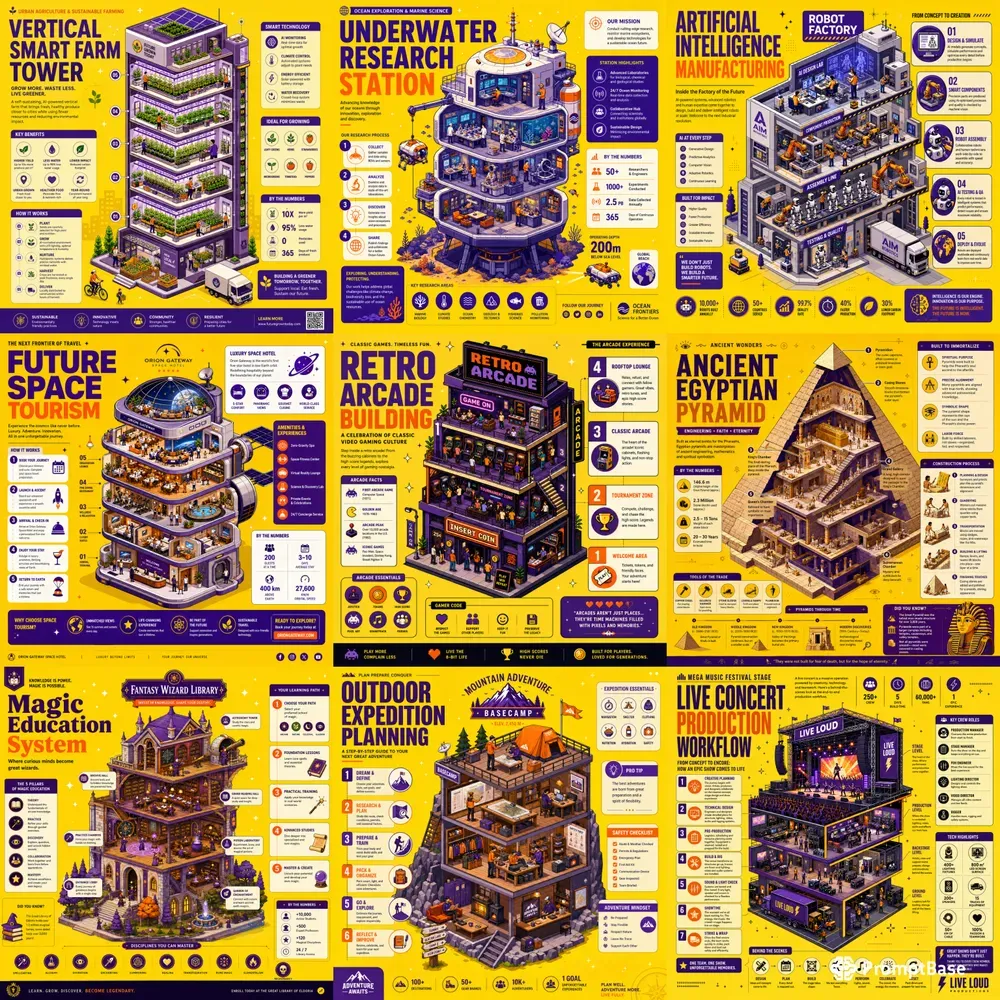 Isometric Editorial Infographic Scenes