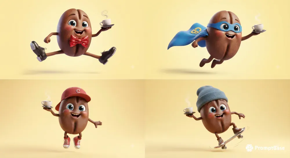 The Dynamic Coffee Bean Mascot Series