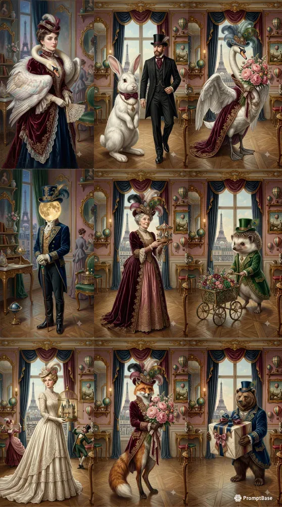Parisian Victorian Surreal Characters
