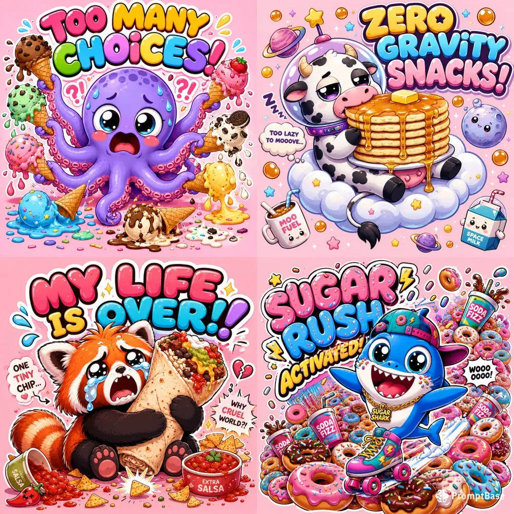 Kawaii Snack Chaos Stickers