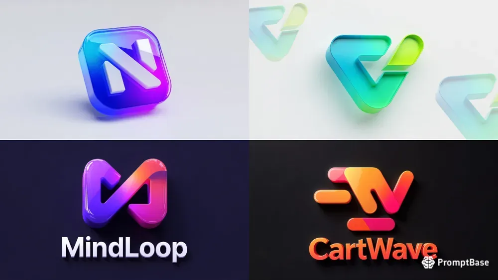 Vibrant 3D Gradient Tech Startup Logos