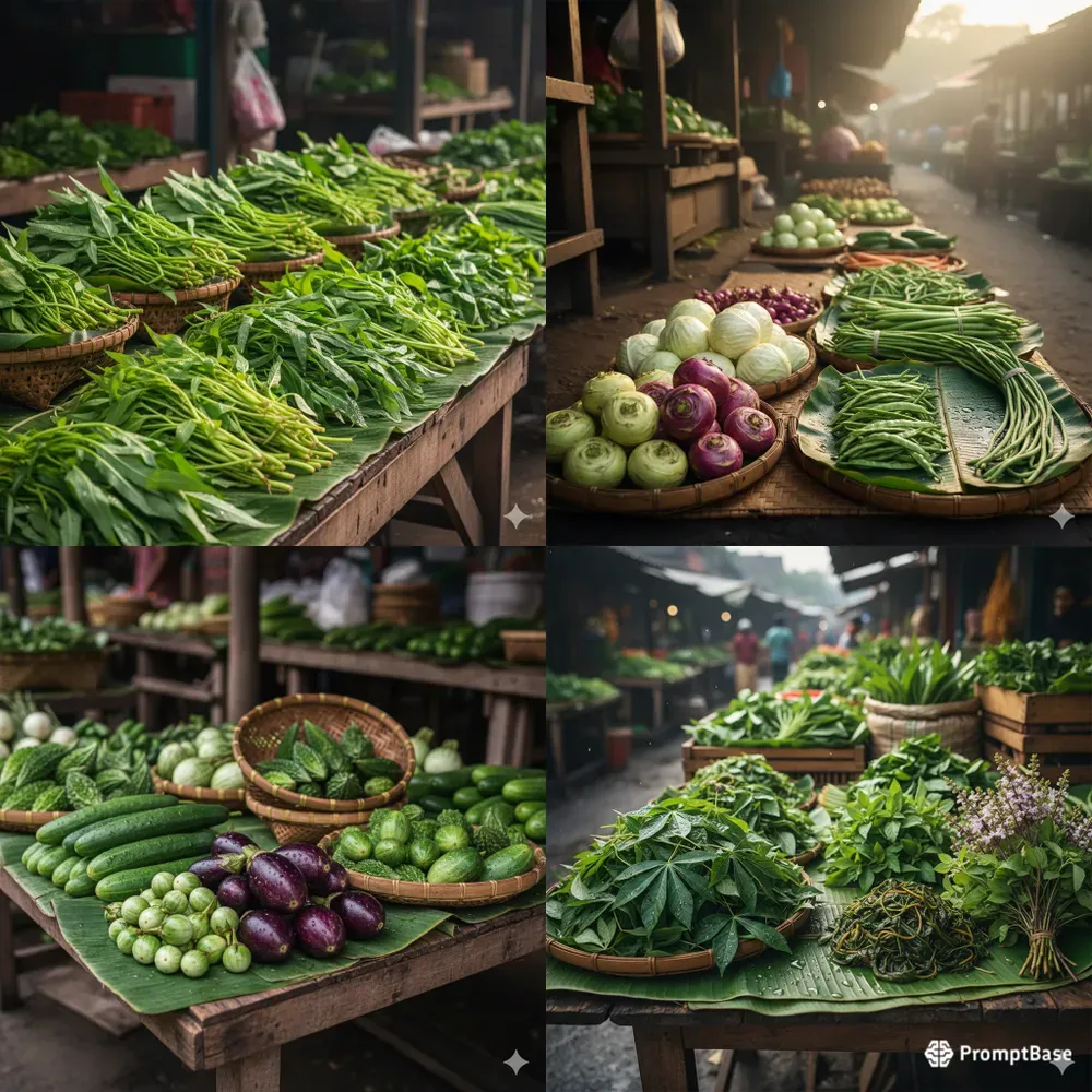 Indonesian Pasar Traditional Vegetables