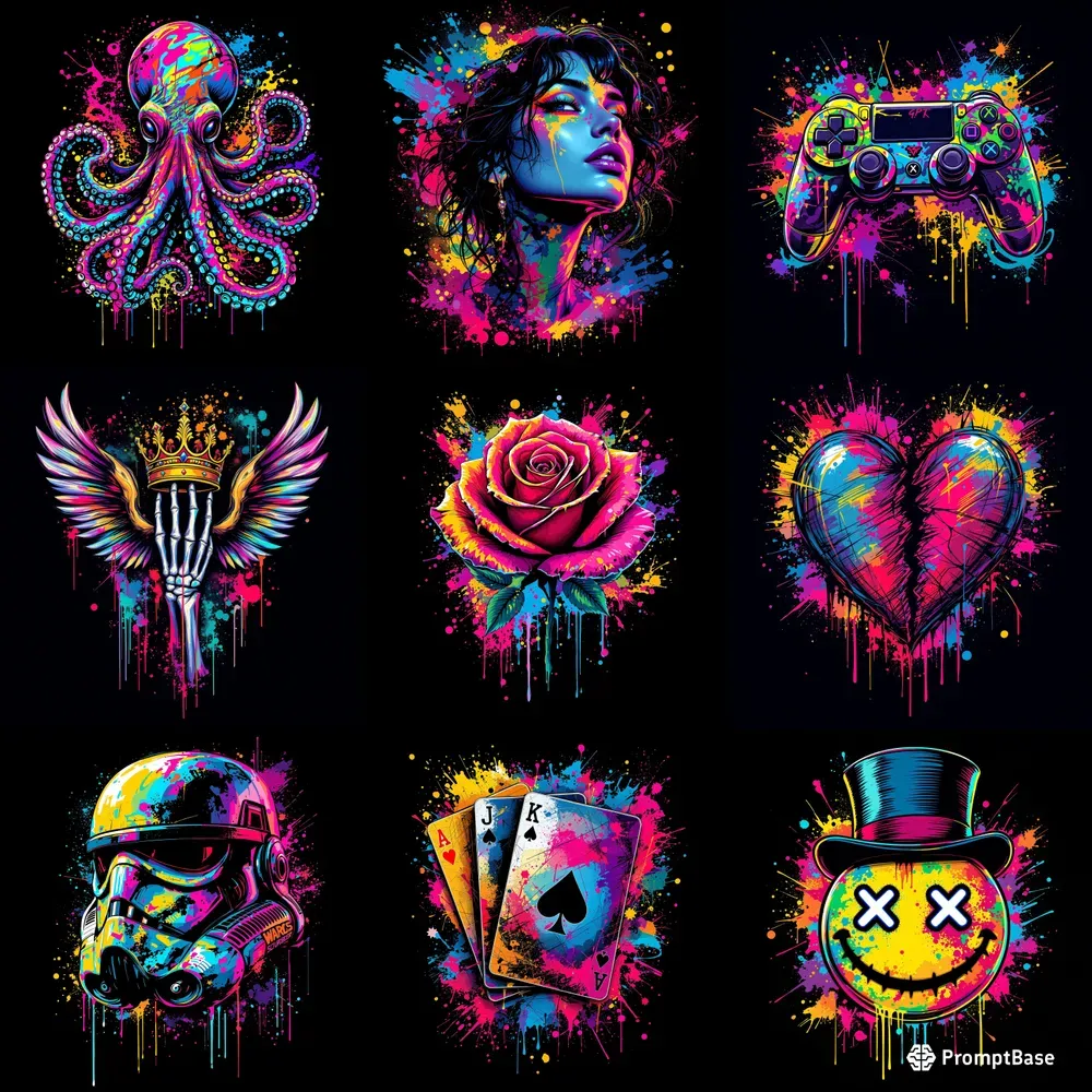 Tshirt Design Bright Graffiti Style