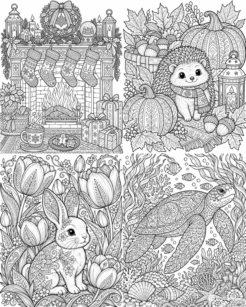 Seasonal Adult Coloring Book Pages
