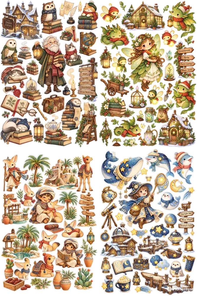 Whimsical Sticker Sheet Cliparts