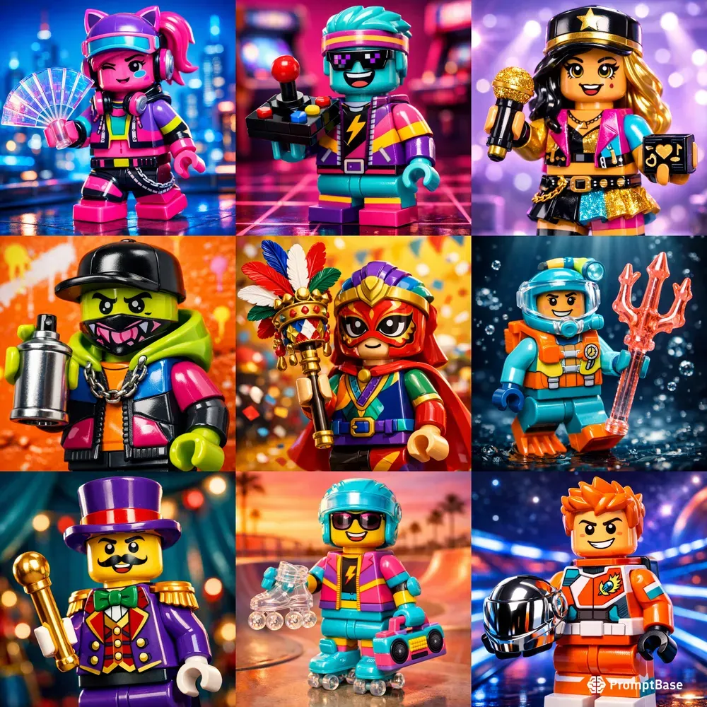 Vibrant Lego Character Toy Portraits