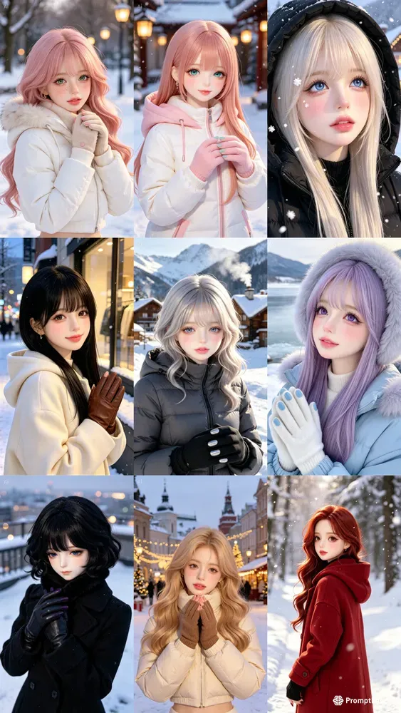 Cute Doll Winter Portraits