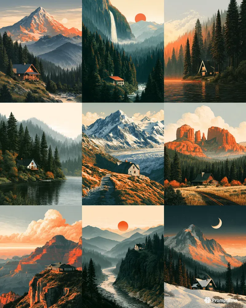 Midcentury Wilderness Lodge Wall Art