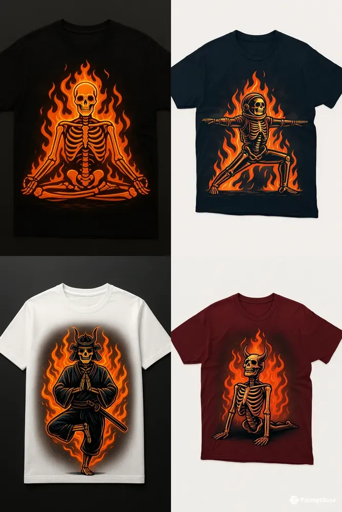 Flaming Meditative Yoga Tshirt Art