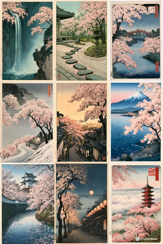 Cherry Blossom Ukiyoe Art Generator