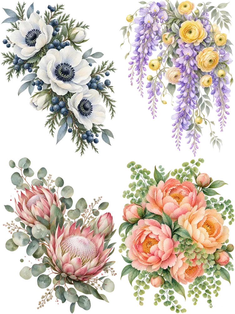 Ethereal Pastel Watercolor Floral Art