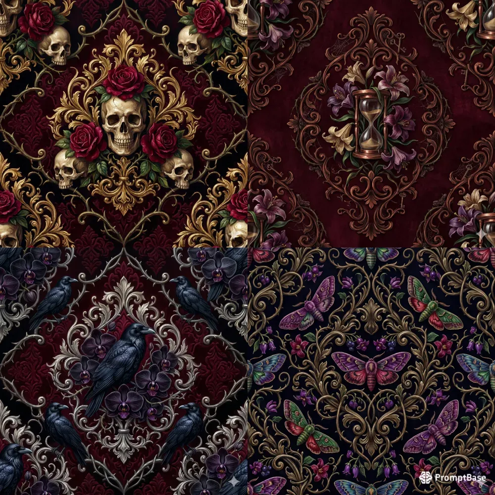 Romantic Gothic Seamless Patterns