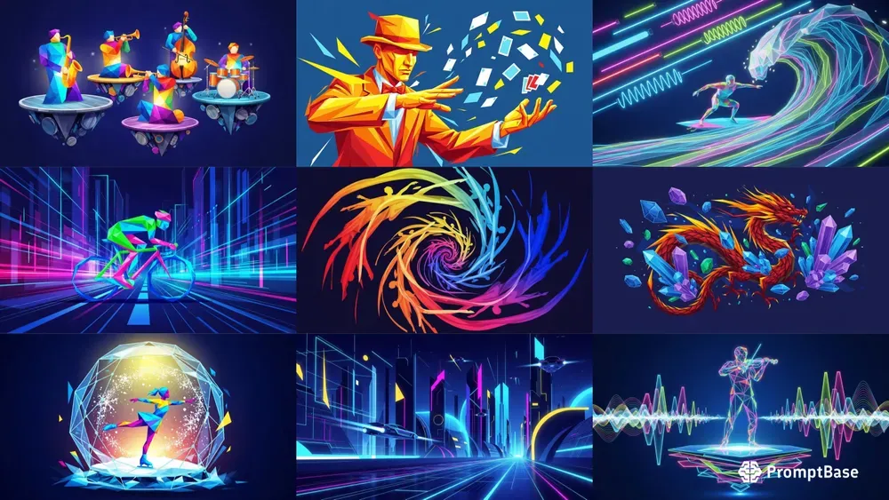 Bright Abstract Geometric Scenes