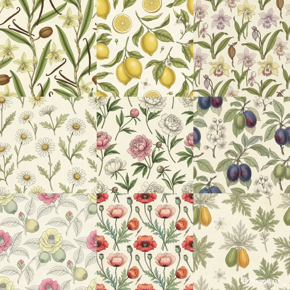 Antique Botanical Seamless Patterns