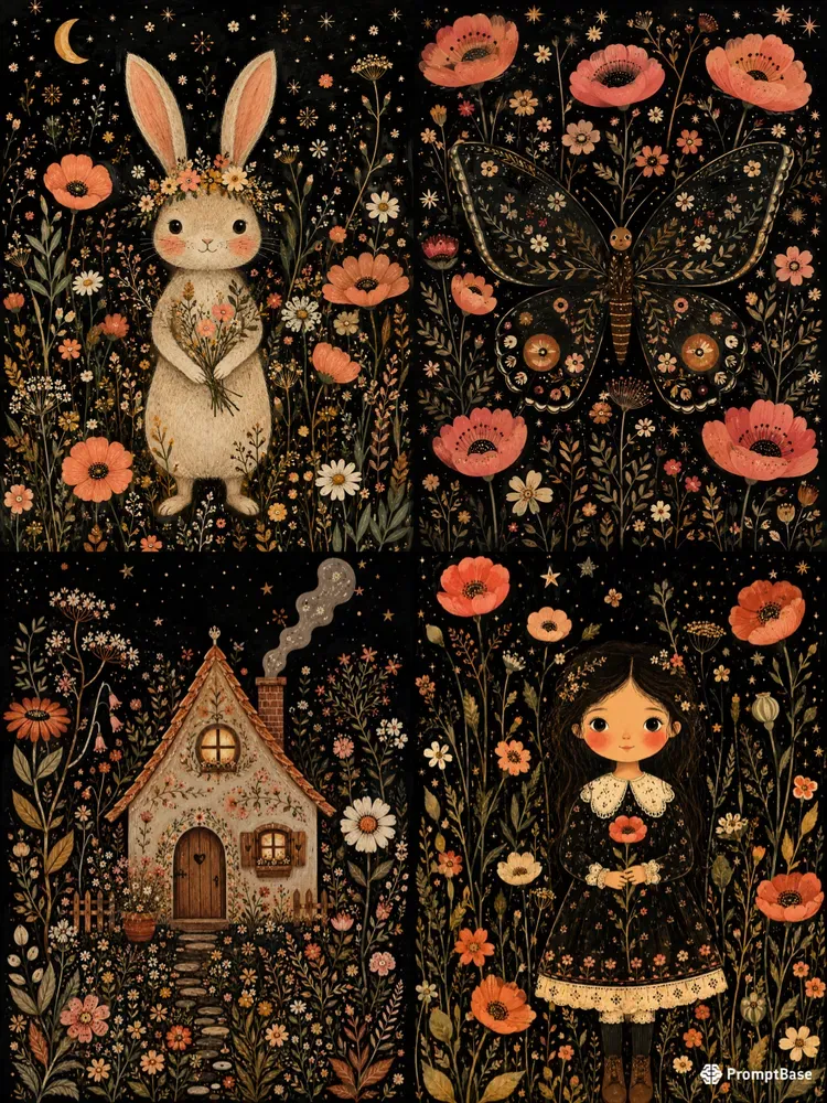 Whimsical Folk Art Meadow Tales Journals