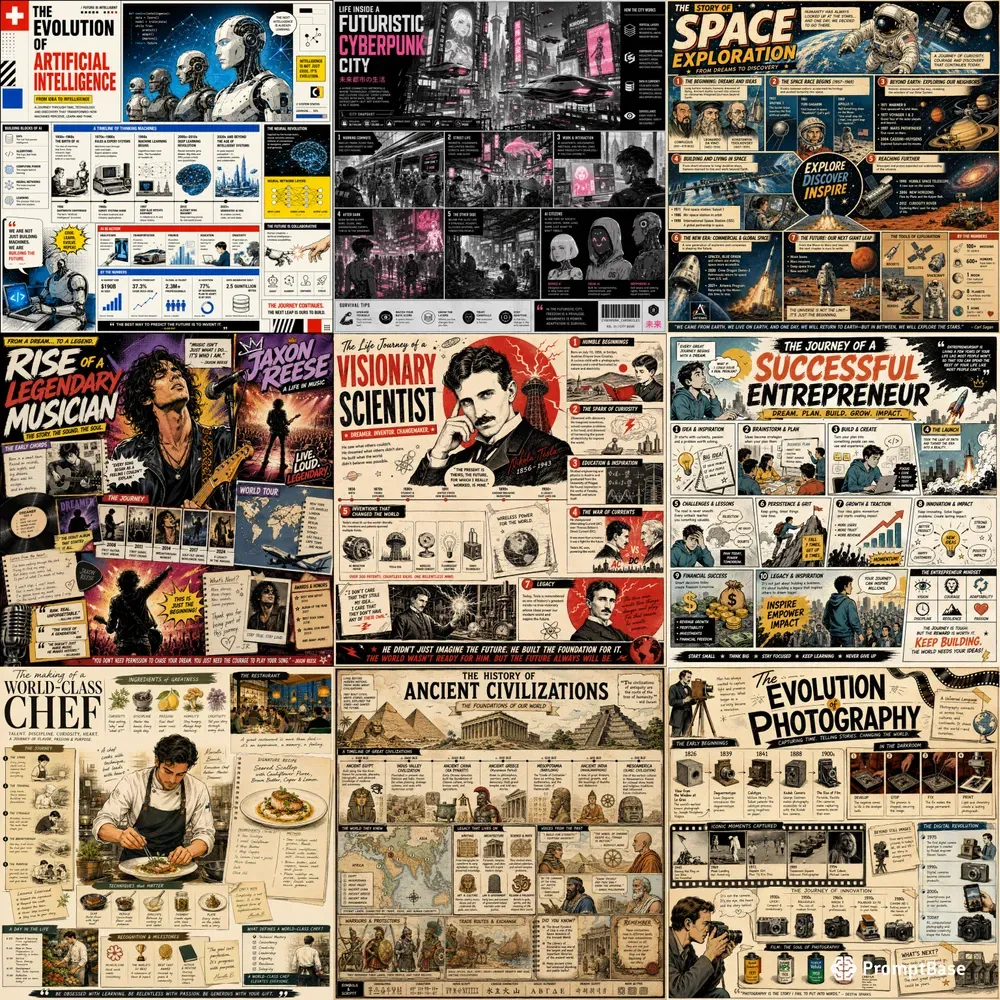 Retro Editorial Biography Infographics
