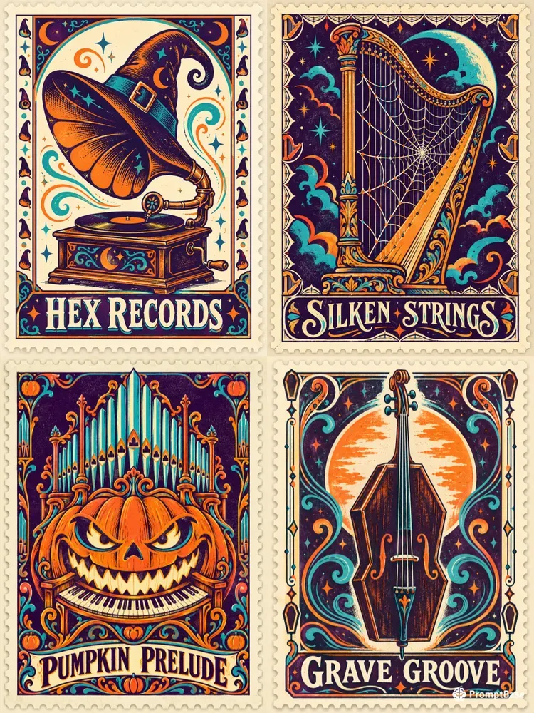 Halloween Music Postage Stamps