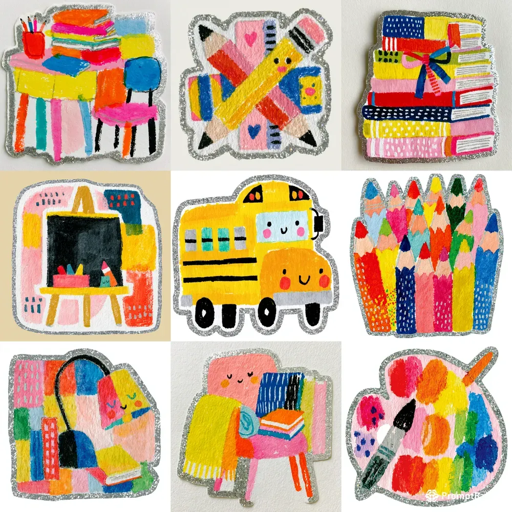 Whimsical Hand Painted Classroom Stickers
