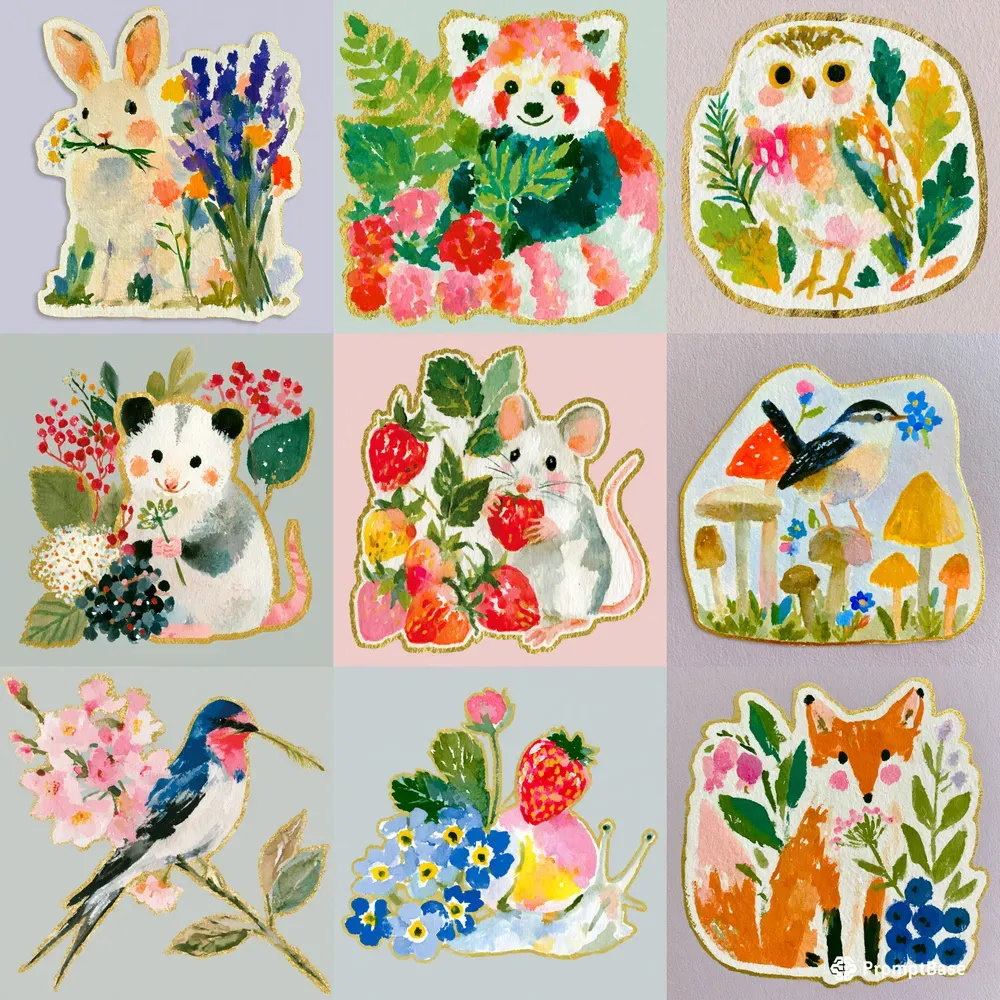 Cute Cottagecore Flora Fauna Stickers