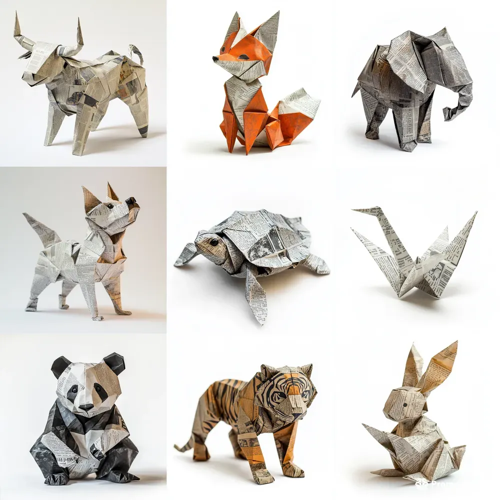 Newspaper Origami Animals