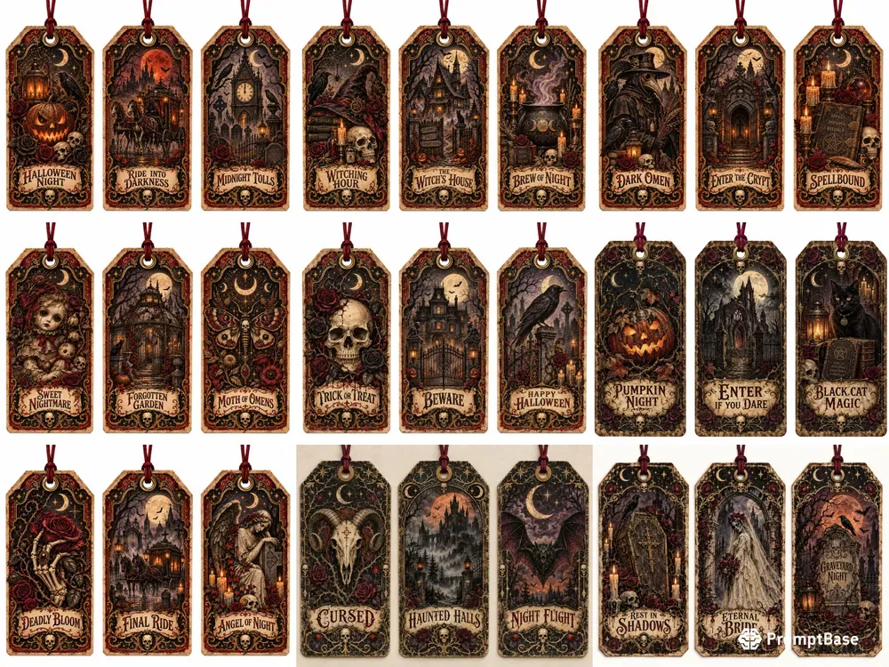 Vintage Horror Halloween Gift Tags