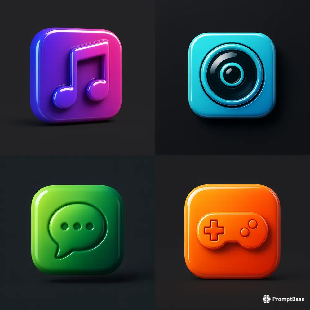 Premium 3D Glossy App Icons