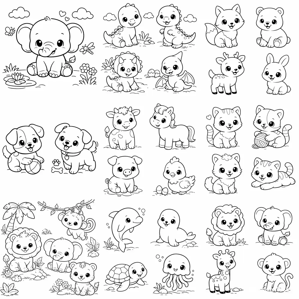 Cute Kids Animal Coloring Pages
