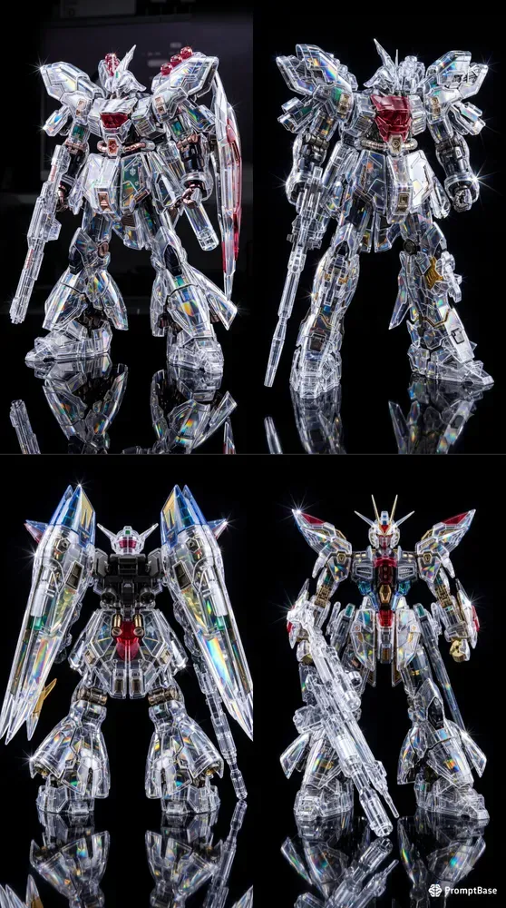 Gundams In A Sleek Glasslike Style