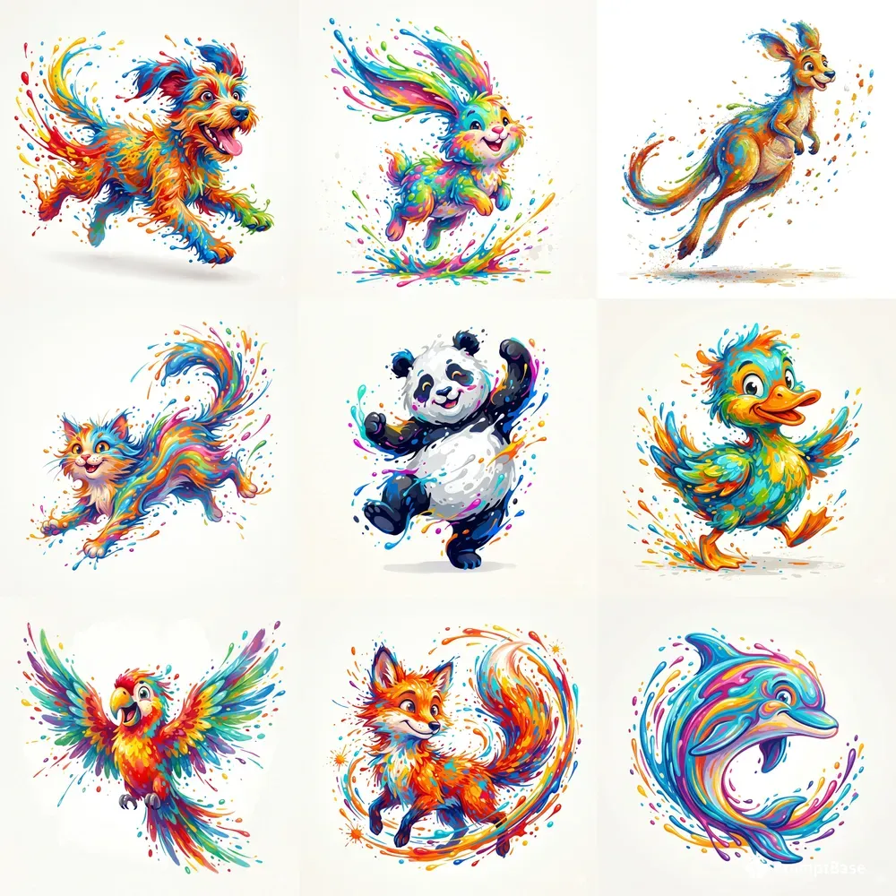 Paint Splash Joy Animals