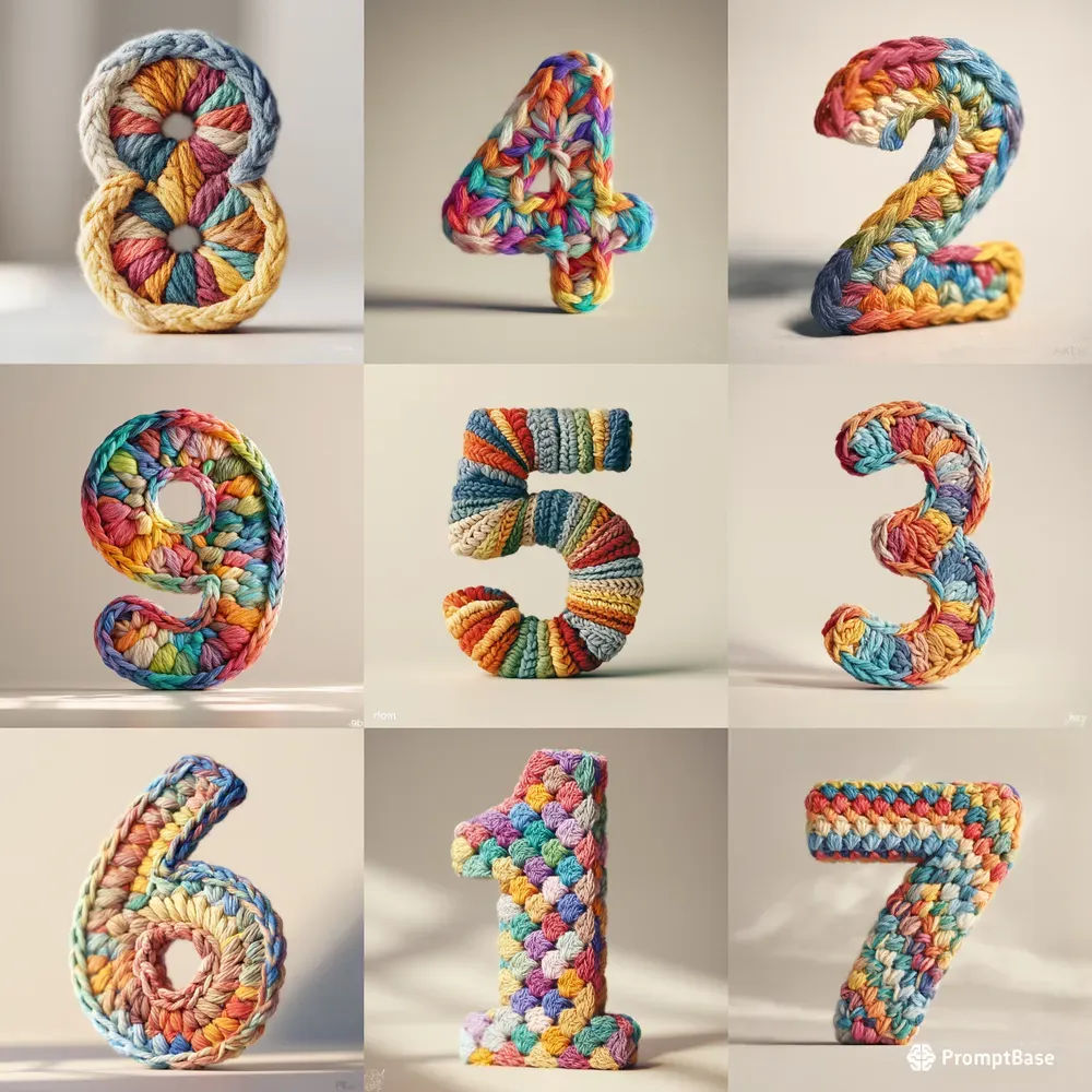 Crocheted Number Studio Photography