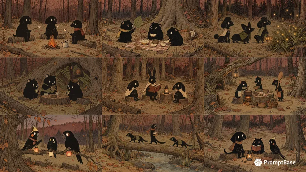 Cozy Woodland Pet Storybook Art